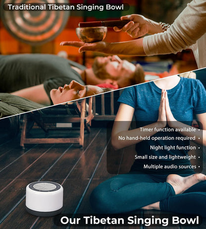 Tibetan Meditation Singing Bowls Machine - Plays 8 Different Bowls Sound for Yoga, Meditation, Mindfulness, Healing, Chakra Healing, Stress Relief, Timer and Memory Features for Women/Men, by