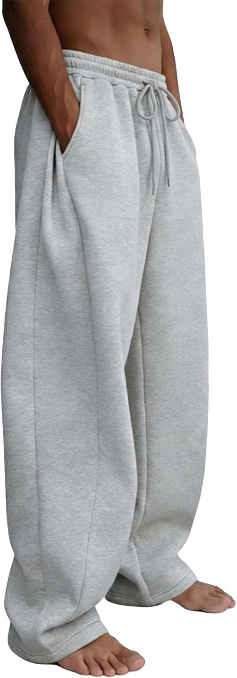 Men'S Baggy Sweatpants Wide Leg Fleece Lounge Joggers with Deep Pockets