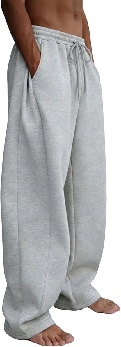 Men'S Baggy Sweatpants Wide Leg Fleece Lounge Joggers with Deep Pockets