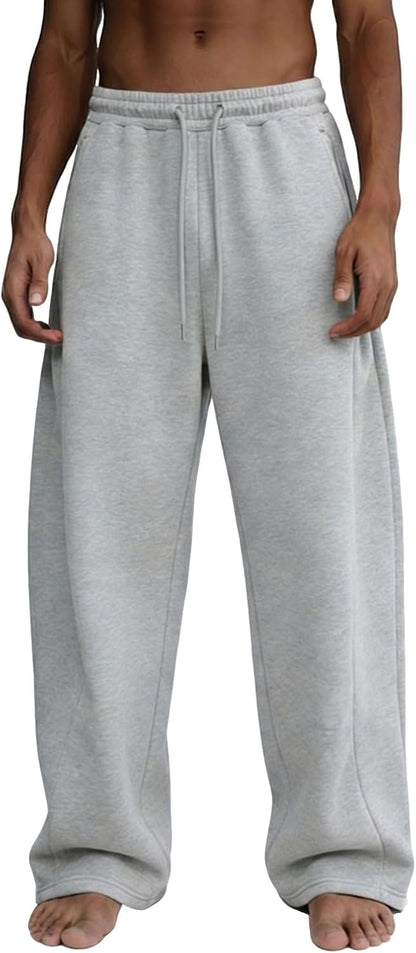 Men'S Baggy Sweatpants Wide Leg Fleece Lounge Joggers with Deep Pockets