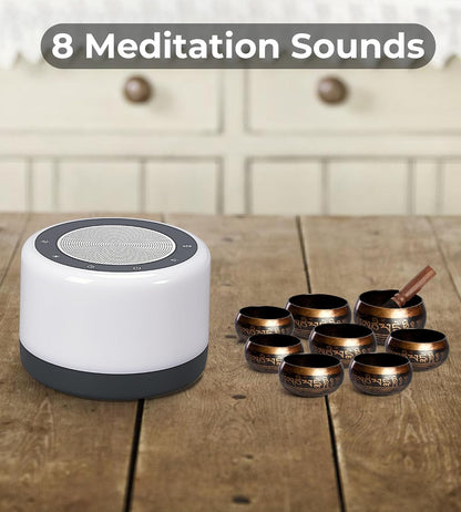 Tibetan Meditation Singing Bowls Machine - Plays 8 Different Bowls Sound for Yoga, Meditation, Mindfulness, Healing, Chakra Healing, Stress Relief, Timer and Memory Features for Women/Men, by
