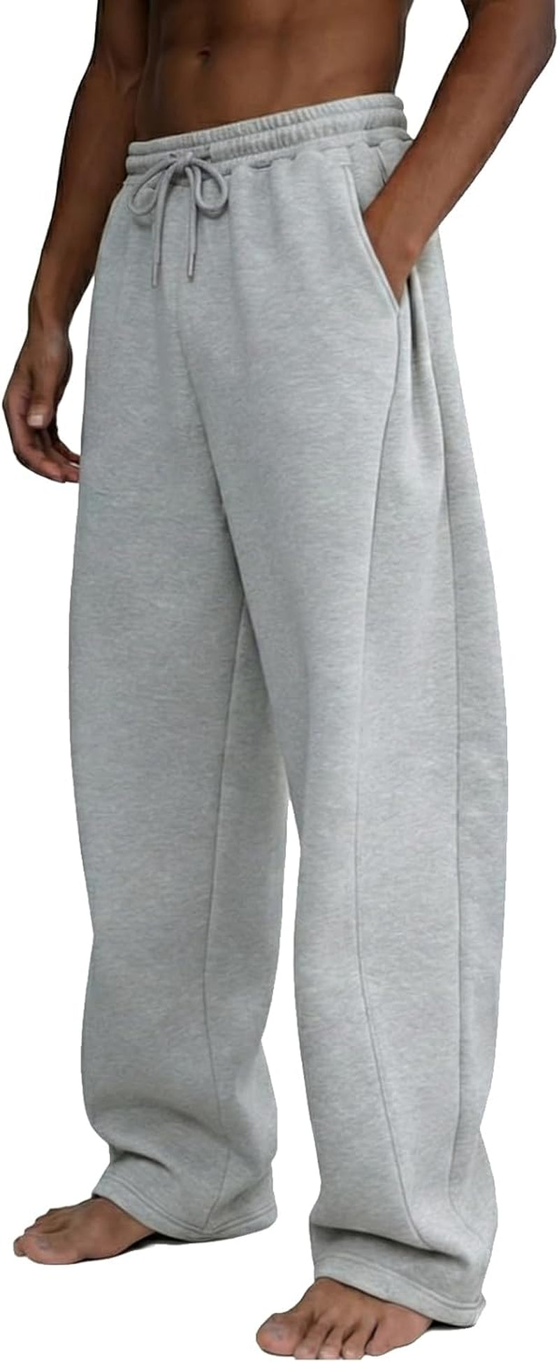 Men'S Baggy Sweatpants Wide Leg Fleece Lounge Joggers with Deep Pockets