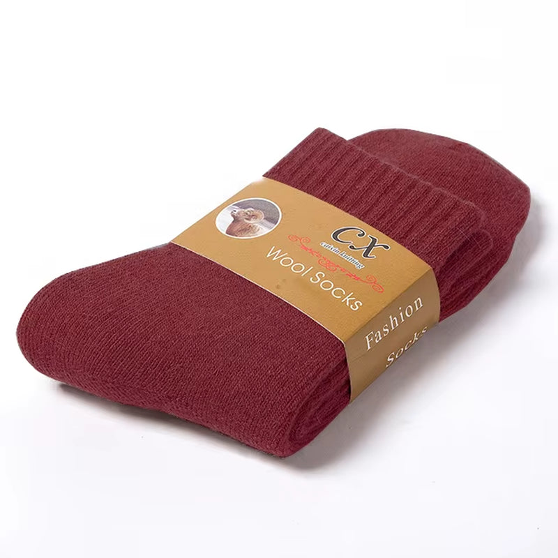 2023 New Winter Super Thicker Warm Women Socks Wool Men Women Socks Solid Socks Merino Long Wool Socks Cashmere Socks Size 36-44