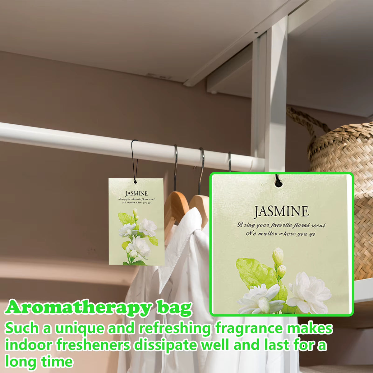 4Pcs Perfume Scented Sachet Closet Fragrances Sachet Wardrobe Car Air Freshener Home Fragrance Sachet Hanging Jasmine